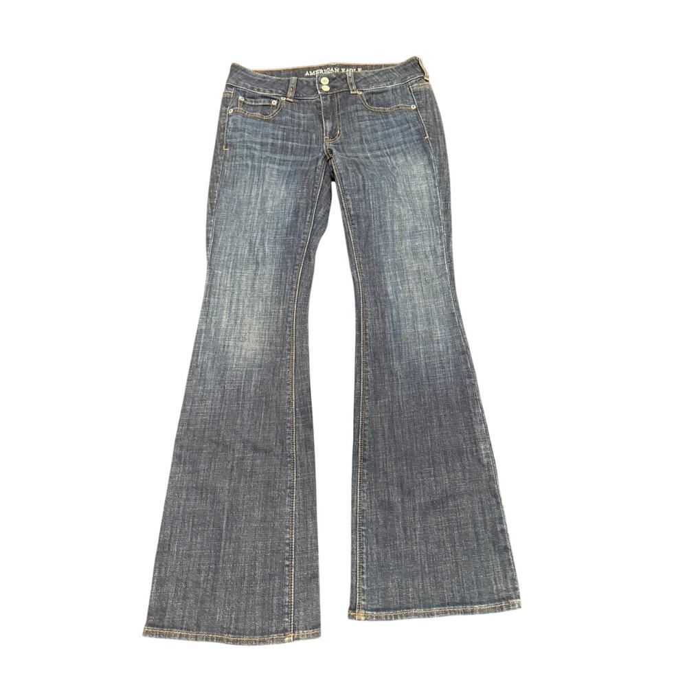 American Eagle Artist Flare Jeans Women's Regular Blue Stretch Denim Size 6